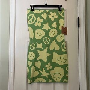 Playful Green and Cream Pencil Skirt